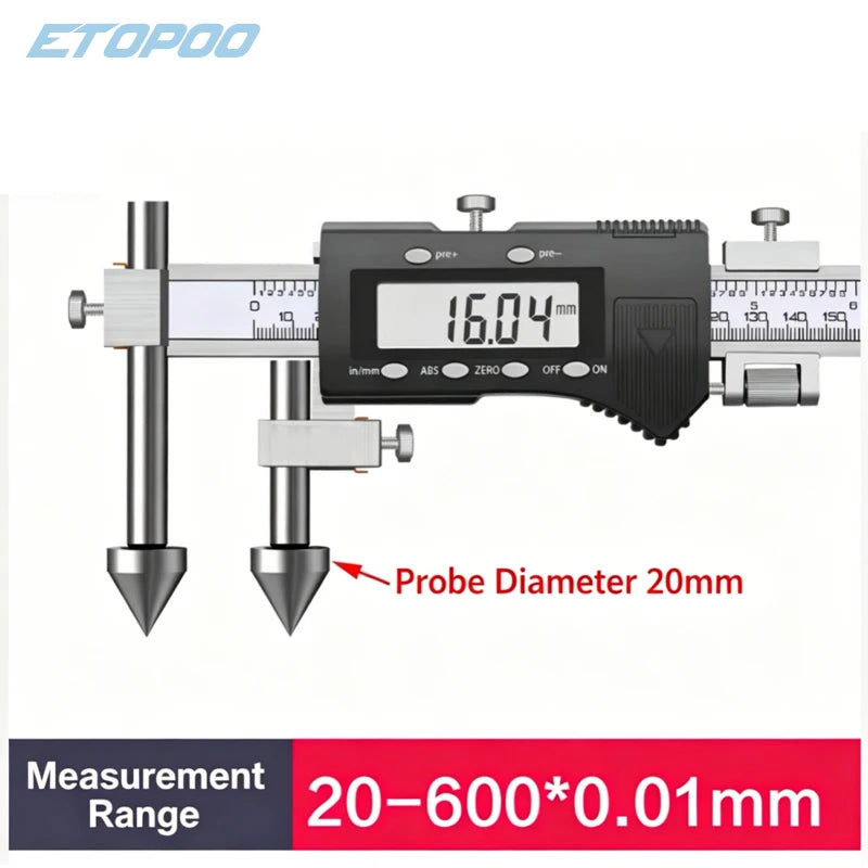 Digital Hole Distance Caliper with Cone Probes 20-600mm Precision Measuring Tool