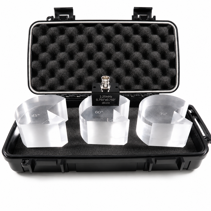 AWS 2.25MHz Angle Beam Ultrasonic Probe with 45°/60°/70° Interchangeable Wedges for NDT Weld Inspection