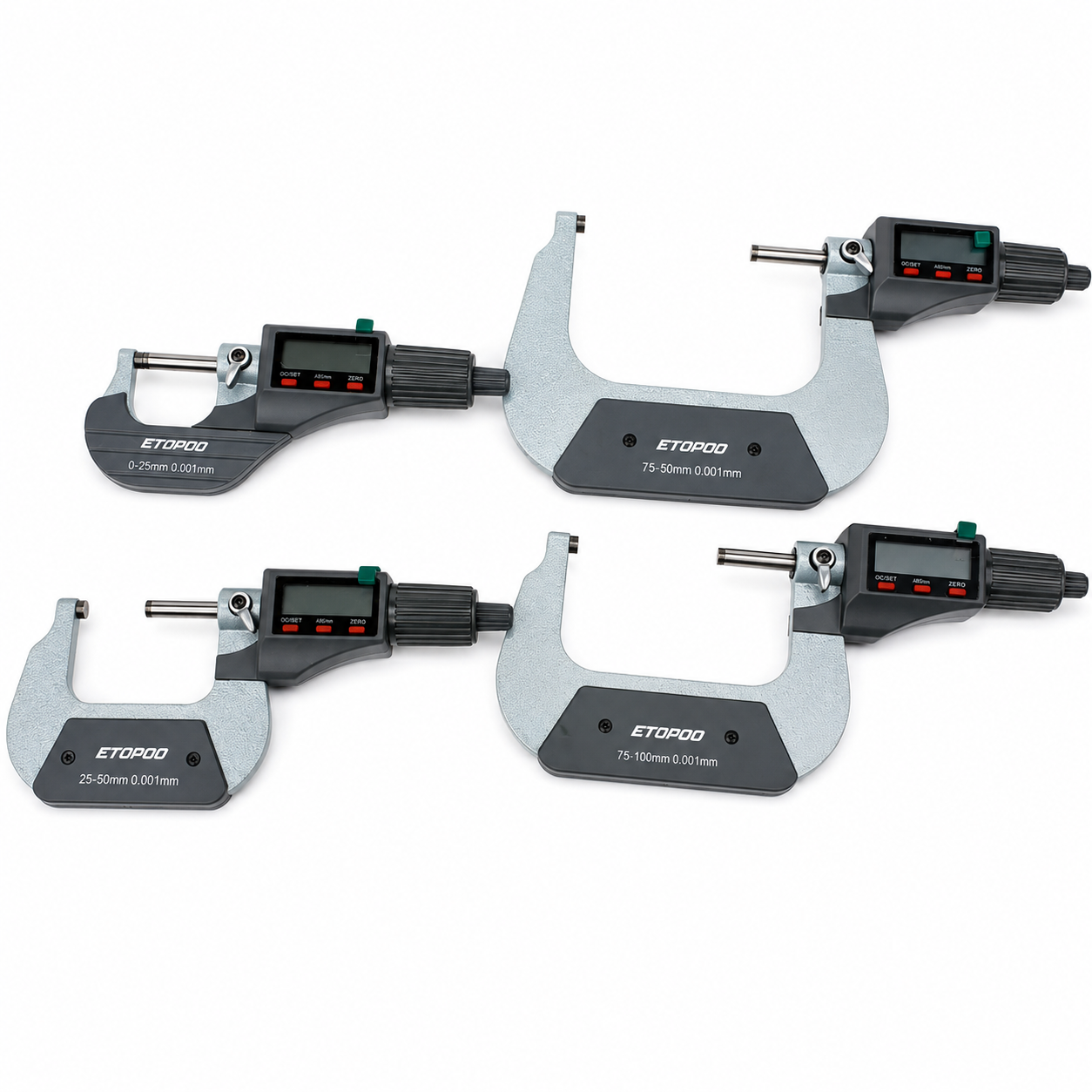 Digital Outside Micrometer Set 0–100mm | 4-Piece Electronic Precision Micrometer Kit 0.001mm