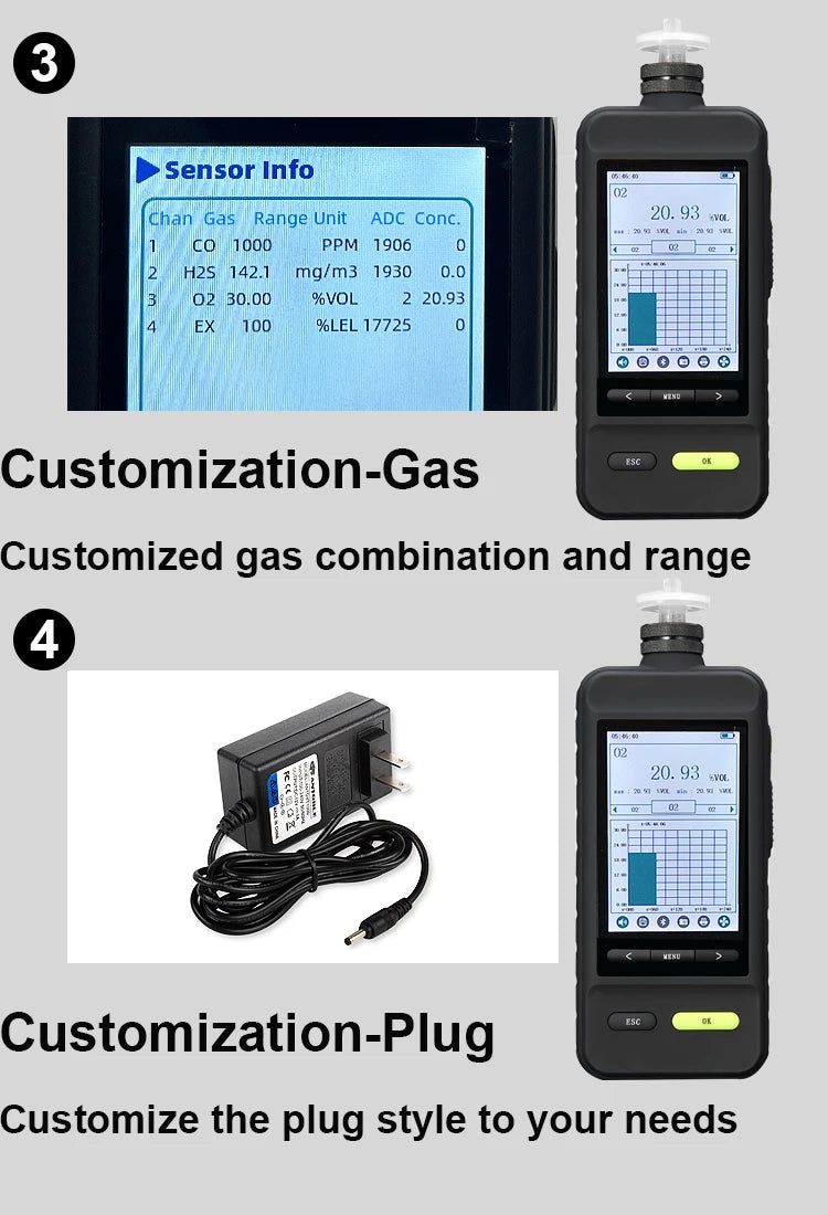 Portable Gas Monitoring Detector 2-in-1 PID Sensor for O3 C2H4 with Gift Suitcase Indoor Outdoor Air Quality Detection