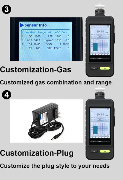 Portable Gas Monitoring Detector 2-in-1 PID Sensor for O3 C2H4 with Gift Suitcase Indoor Outdoor Air Quality Detection