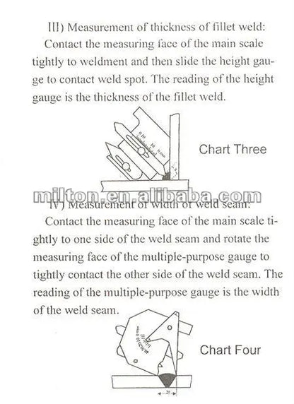 Professional Weld Bead Height Gauge Metric Welding Inspection Ruler for Seam Gap, Pipe, Boiler & Bridge Inspection