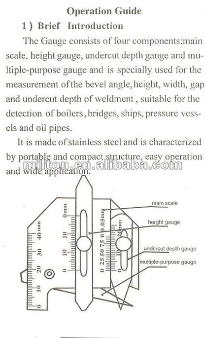 Professional Weld Bead Height Gauge Metric Welding Inspection Ruler for Seam Gap, Pipe, Boiler & Bridge Inspection