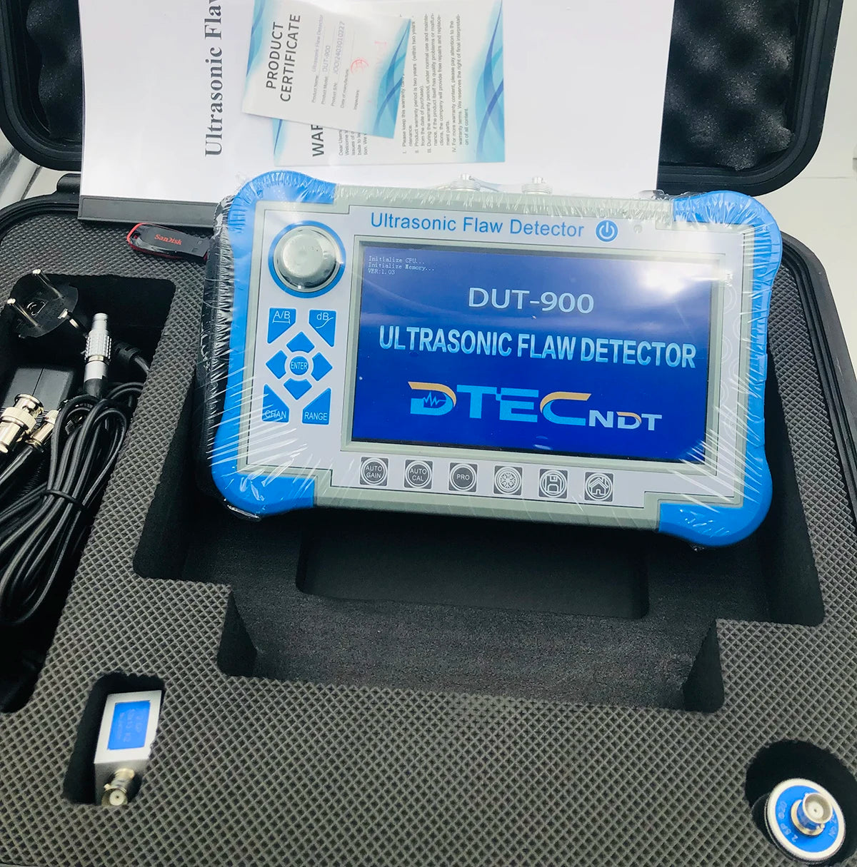 DTEC DUT900 Professional Digital Ultrasonic Flaw Detector | 7" Touchscreen NDT Inspection System