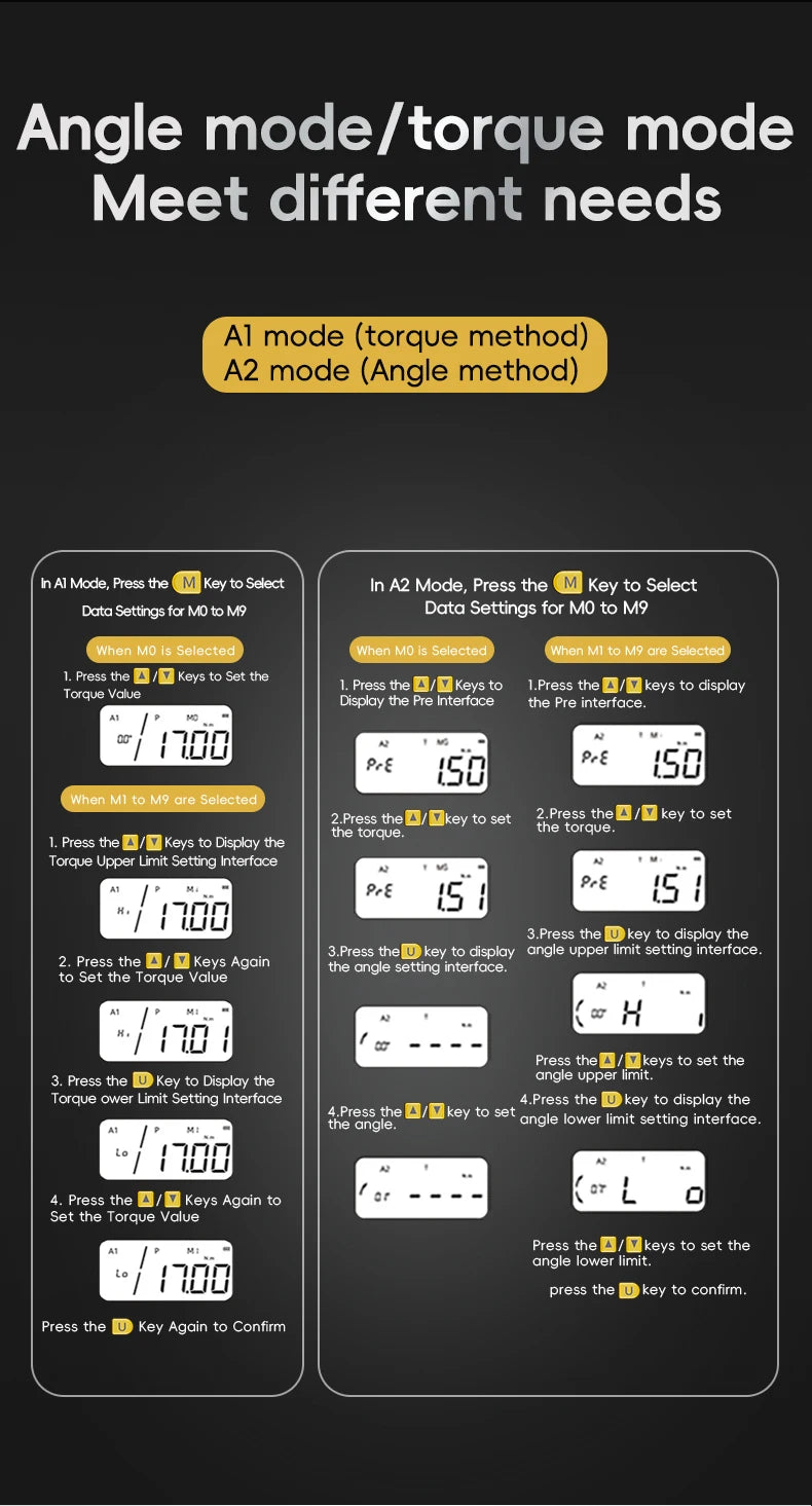 MoveCrab Digital Torque Wrench – 3/8" & 1/2" Drive Angle Torque Meter 3–340 N·m for Industrial Maintenance