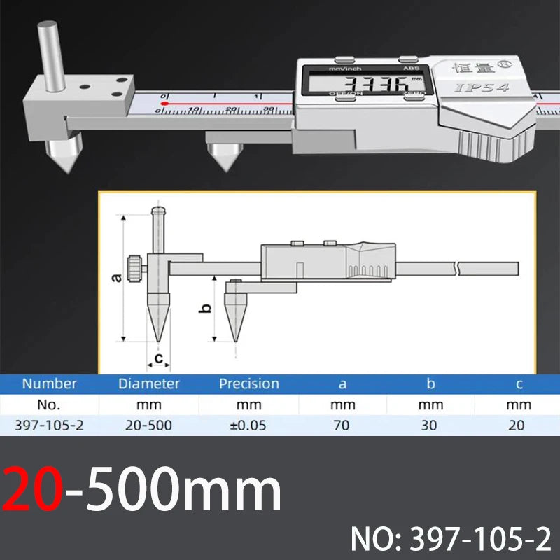 Horizontal Edge Center Digital Caliper with Conical Probe | 0.01mm Precision Stainless Steel Measuring Tool