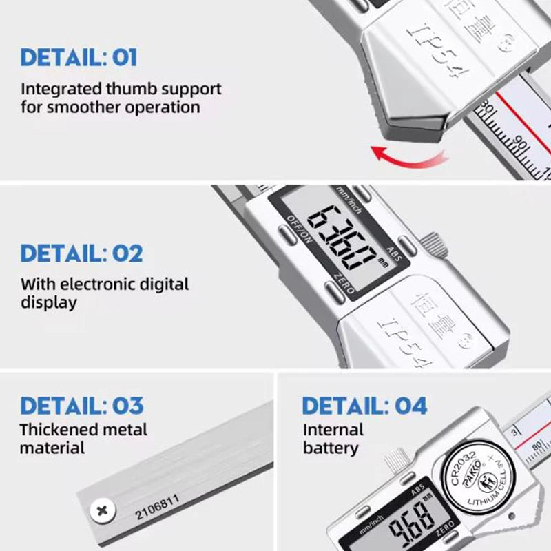 Horizontal Edge Center Digital Caliper with Conical Probe | 0.01mm Precision Stainless Steel Measuring Tool