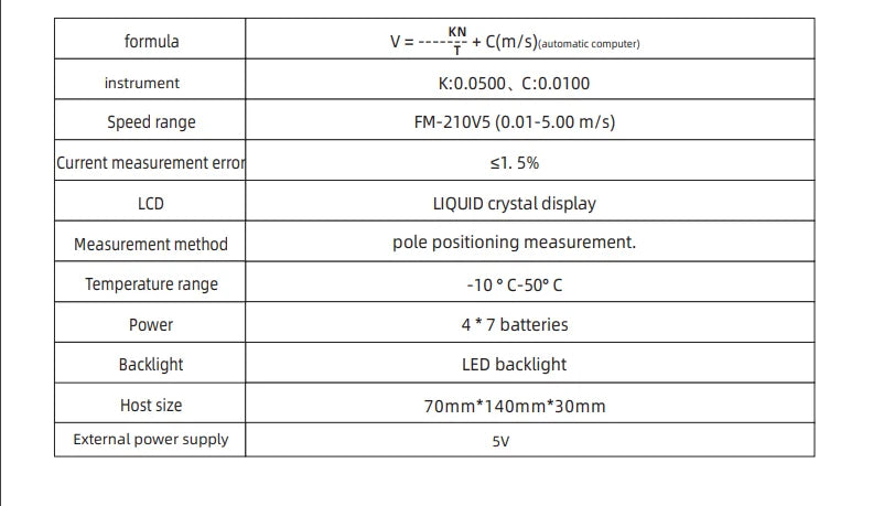 FM-210V5 Portable Digital Water Flow Meter / 0.01–5.00 m/s Open Channel, River & Irrigation Flow Velocity Meter