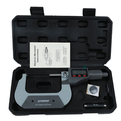 Digital Outside Micrometer Set 0–100mm | 4-Piece Electronic Precision Micrometer Kit 0.001mm