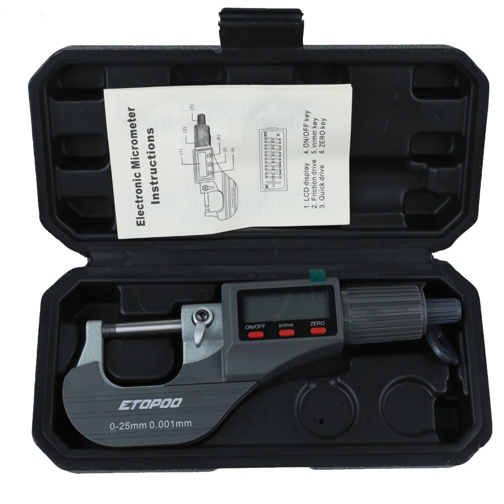 Digital Outside Micrometer Set 0–100mm | 4-Piece Electronic Precision Micrometer Kit 0.001mm