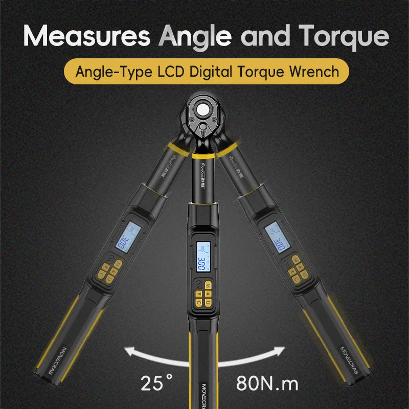 MoveCrab Digital Torque Wrench – 3/8" & 1/2" Drive Angle Torque Meter 3–340 N·m for Industrial Maintenance