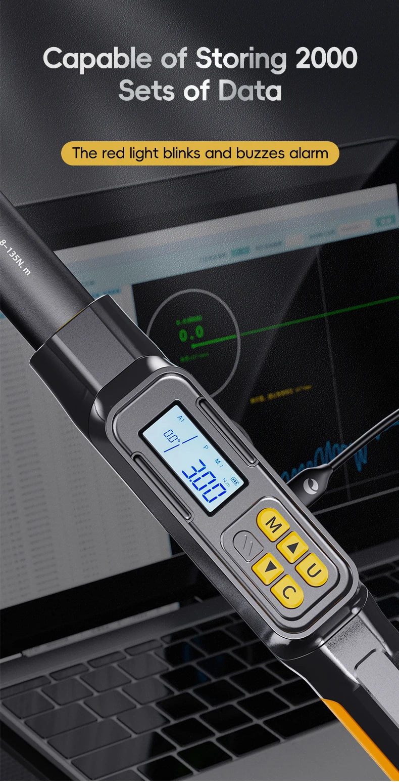 MoveCrab Digital Torque Wrench – 3/8" & 1/2" Drive Angle Torque Meter 3–340 N·m for Industrial Maintenance