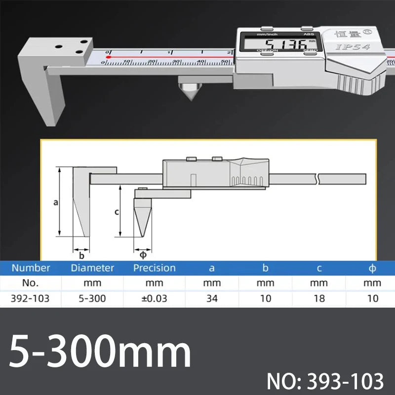 Horizontal Edge Center Digital Caliper with Conical Probe | 0.01mm Precision Stainless Steel Measuring Tool