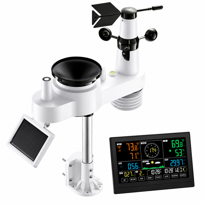 SucceBuy 7-in-1 Wi-Fi Weather Station & APP Control, 7.5-Inch VA Display Solar Powered Sensor, Indoor & Outdoor Weather Forecast